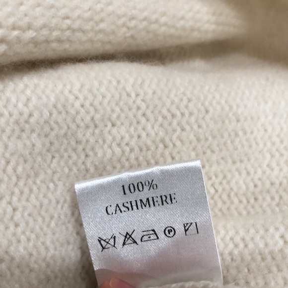 MJ Watson Cashmere Cropped Sweater Size Large Cream Funnel Neck Pullover - Picture 8 of 11